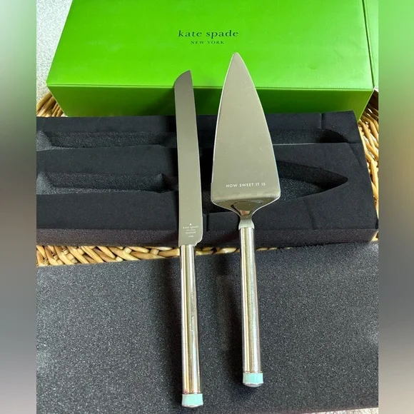 Kate Spade Lenox Take The Cake Silver Two Piece Dessert Set - Picture 4 of 14